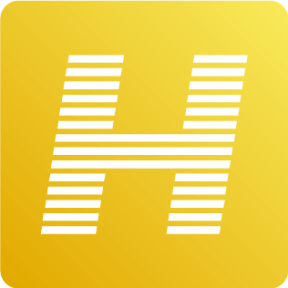 A yellow square with the letter h on it, illuminated by Hex Lights.